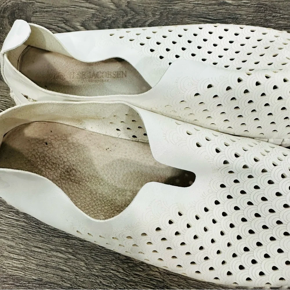 Ilse Jacobsen White Perforated Leather Slip-On Sneakers